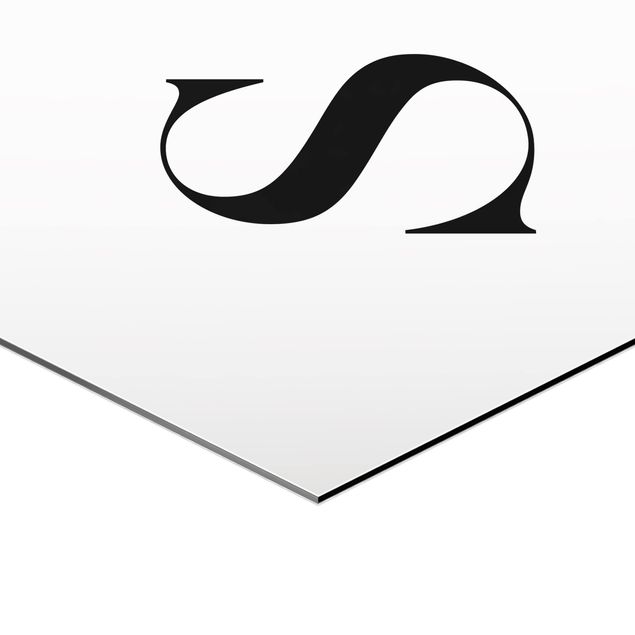Hexagon Bild Alu-Dibond - Buchstabe Serif Weiß S