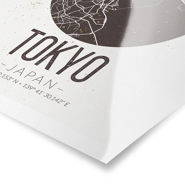Posters världskartor Tokyo City Map - Retro