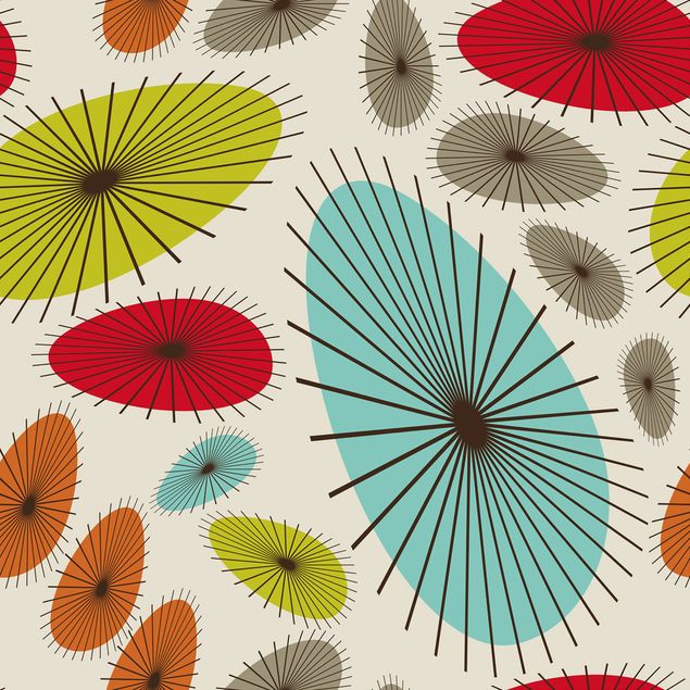 Möbelfolier Abstract Retro Floral Pattern