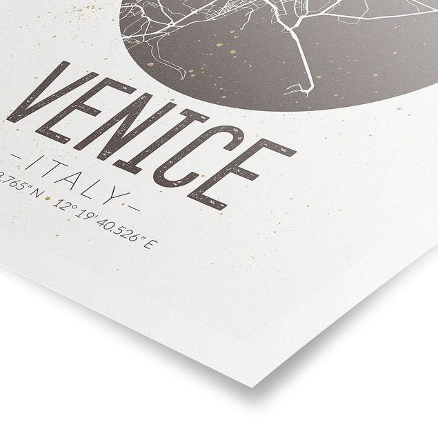 Tavlor brun Venice City Map - Retro