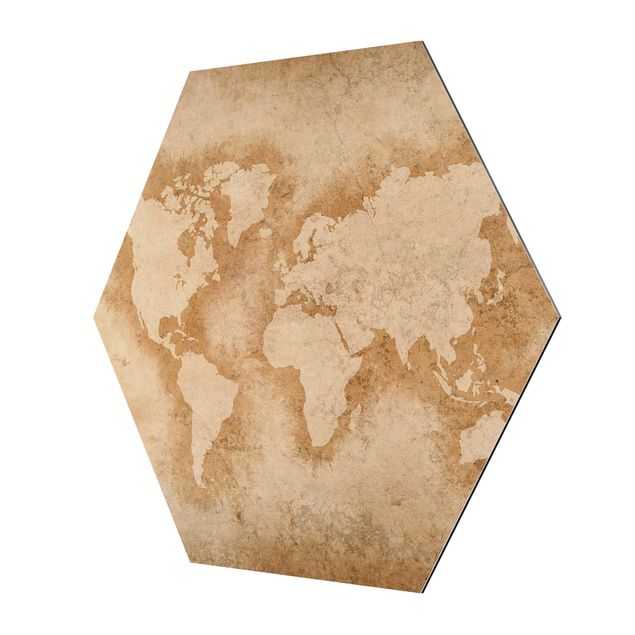 Hexagonala tavlor Antique World Map