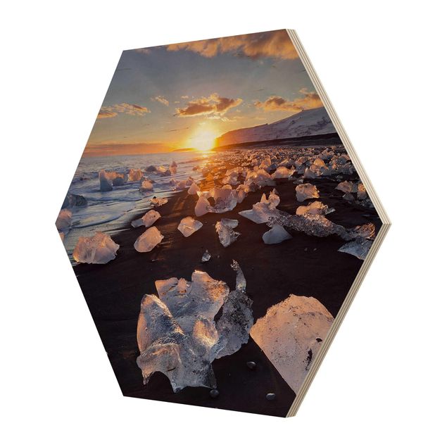 Hexagonala tavlor Chunks Of Ice On The Beach Iceland