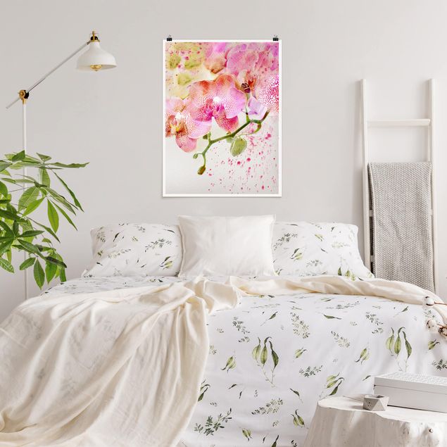 Posters blommor  Watercolour Flowers Orchids