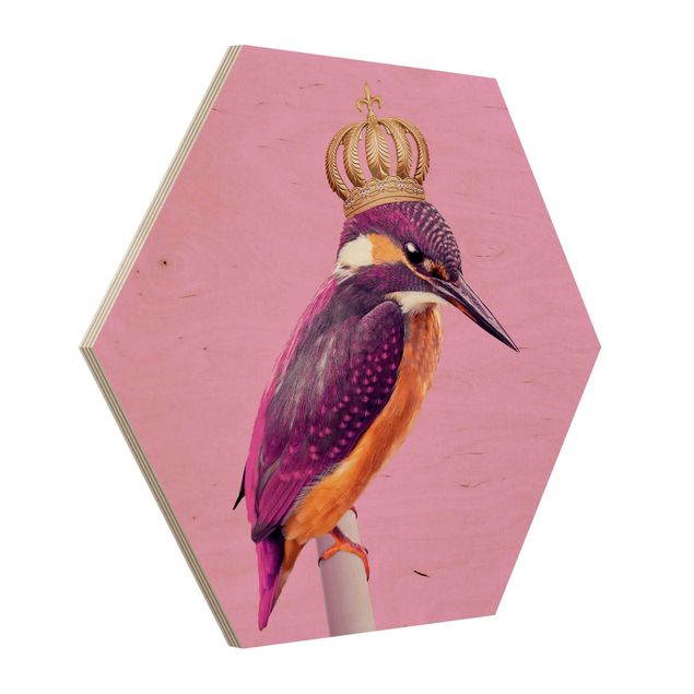 Hexagonala tavlor Pink Kingfisher With Crown