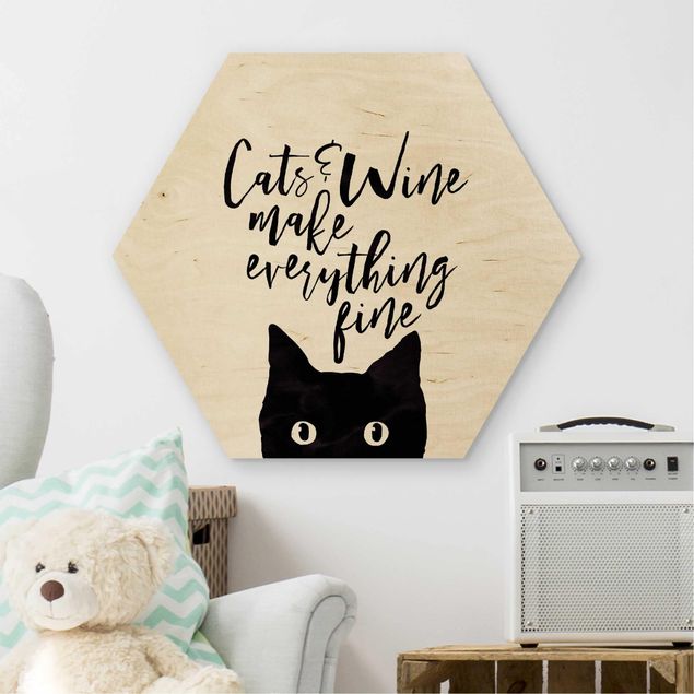 Trätavlor ordspråk Cats And Wine make Everything Fine