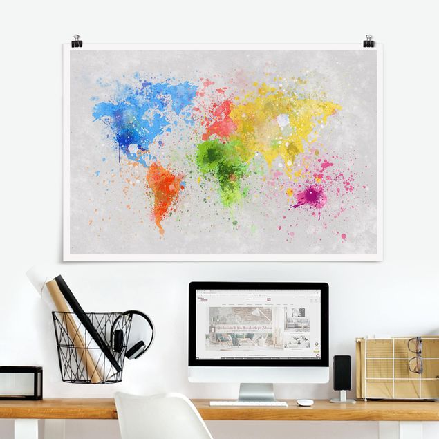 Kök dekoration Colourful Splodges World Map