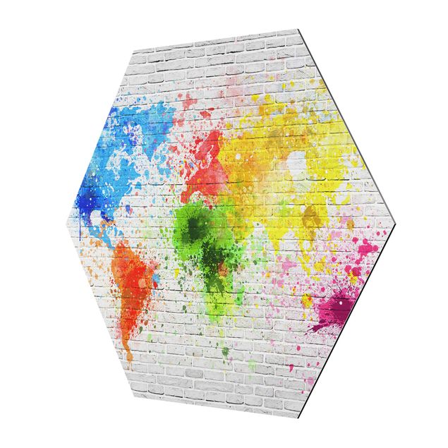 Tavlor White Brick Wall World Map