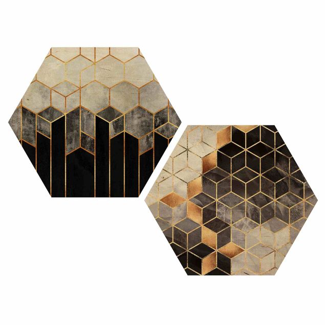 Hexagonala tavlor Golden Geometry Watercolour Set