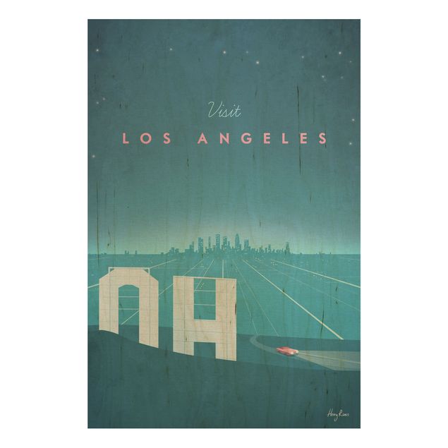 Trätavlor vintage Travel Poster - Los Angeles