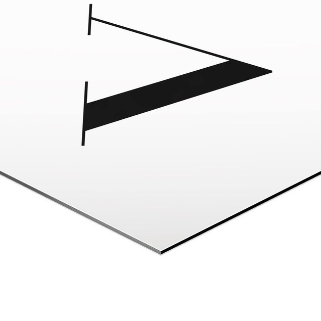 Hexagon Bild Alu-Dibond - Buchstabe Serif Weiß V