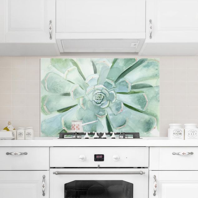 Stänkskydd kök glas blommor  Succulent Watercolor Bright