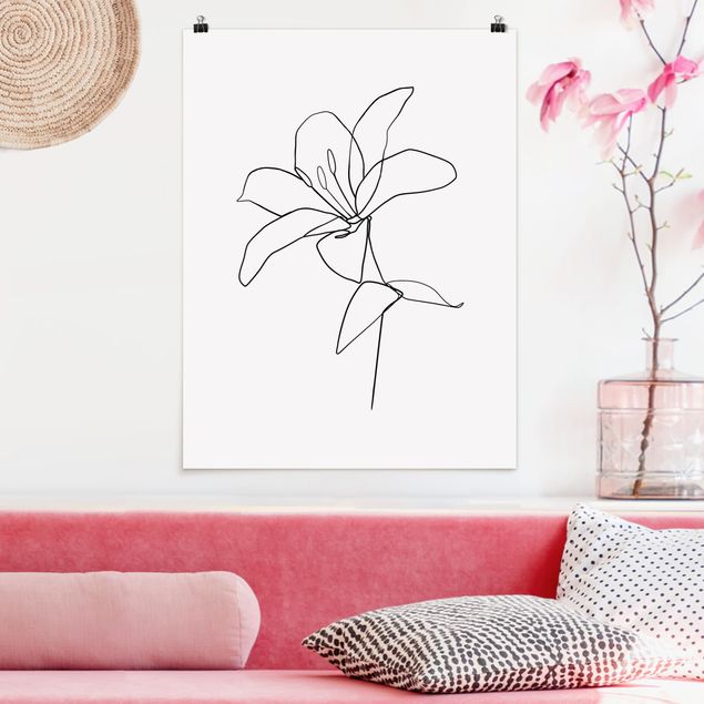 Konststilar Line Art Flower Black White
