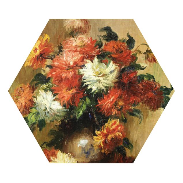 Tavlor blommor Auguste Renoir - Still Life with Dahlias
