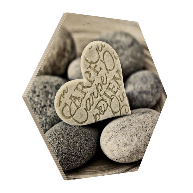 Tavlor modernt Carpe Diem Heart With Stones