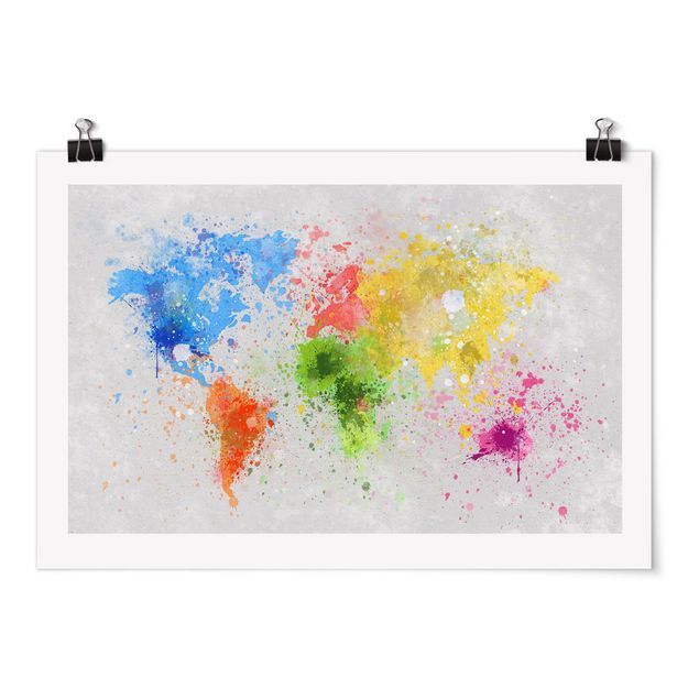 Tavlor modernt Colourful Splodges World Map