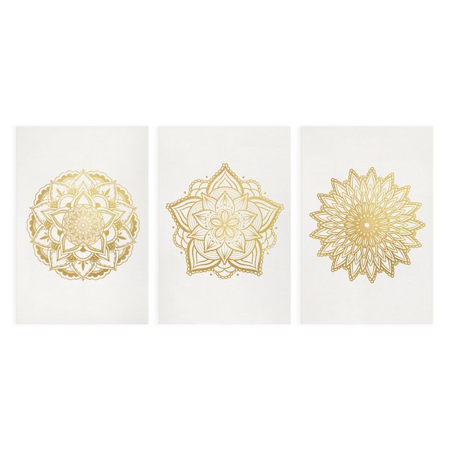 Tavlor Mandala Flower Sun Illustration Set Gold