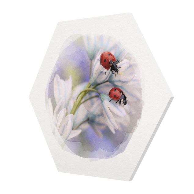 Hexagonala tavlor Water Colours - Ladybug Couple