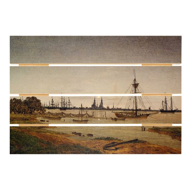 Konststilar Caspar David Friedrich - Harbor at Moonlight