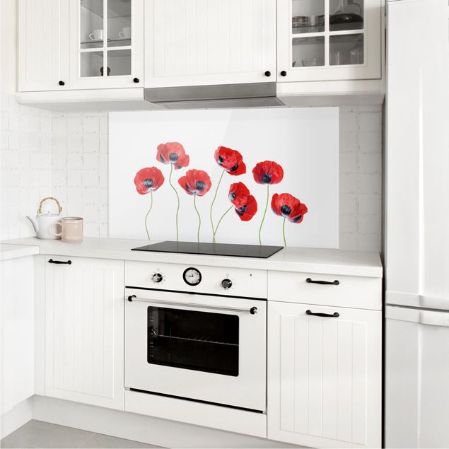 Stänkskydd kök glas blommor  Ladybug Poppies