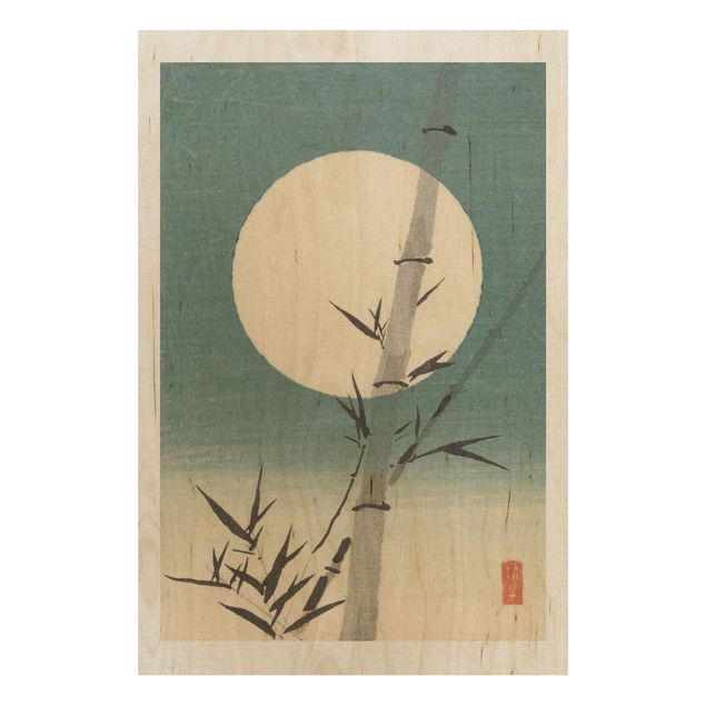 Trätavlor landskap Japanese Drawing Bamboo And Moon