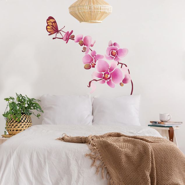 Autocolantes de parede orquídeas Orchid With Butterfly