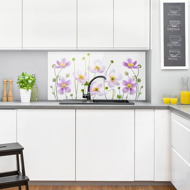 Stänkskydd kök glas blommor  Anemone Mix