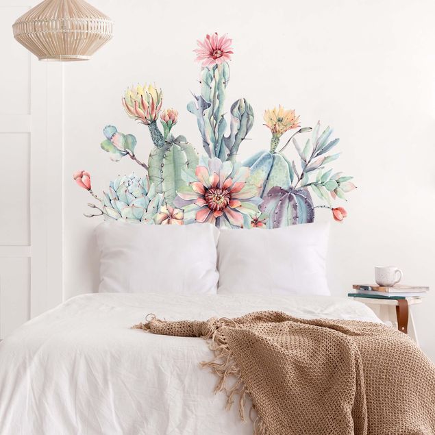 Autocolantes de parede plantas Watercolour Cactus Flower Bouquet XXL