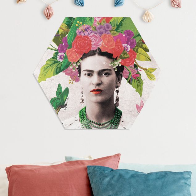 Tavlor fjärilar Frida Kahlo - Flower Portrait
