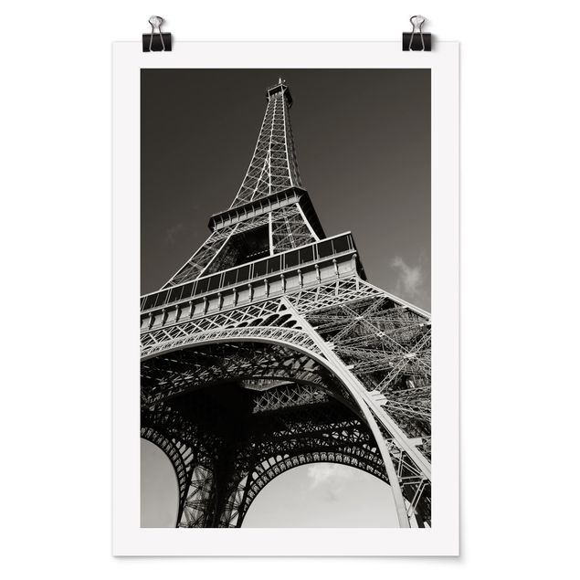Posters svart och vitt Eiffel tower