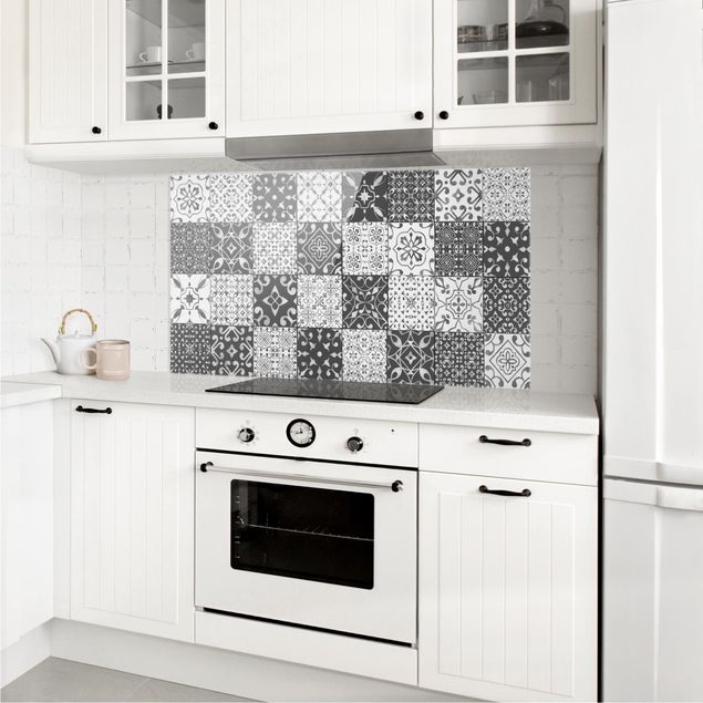 stänkskydd kök glas mönster Tile Pattern Mix Gray White