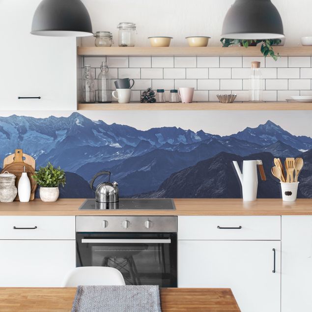Küchenrückwand - Blaues Bergpanorama
