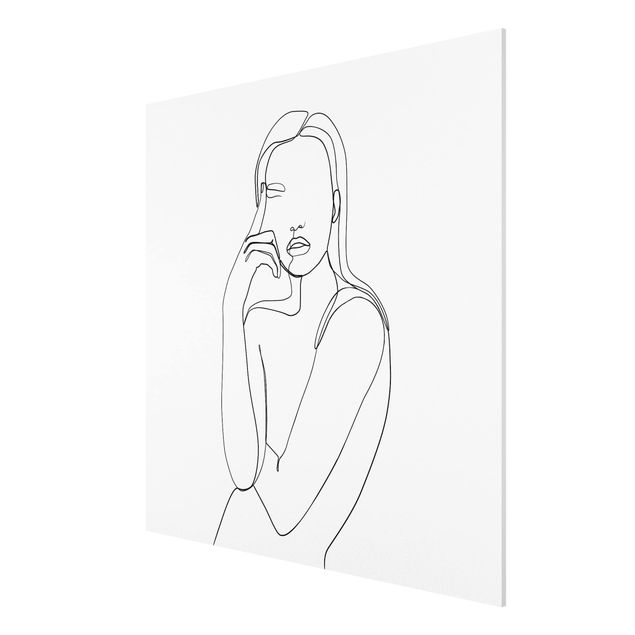 Tavlor konstutskrifter Line Art Pensive Woman Black And White