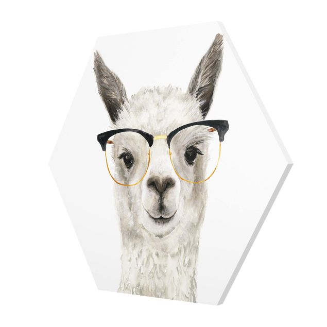 Hexagonala tavlor Hip Lama With Glasses I