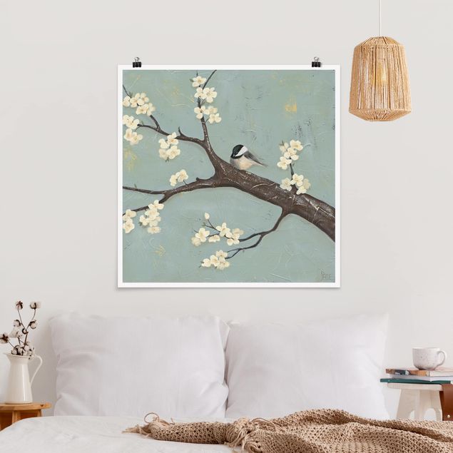 Posters blommor  Titmouse On Cherry