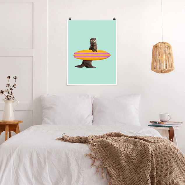 Posters konstutskrifter Otter With Surfboard