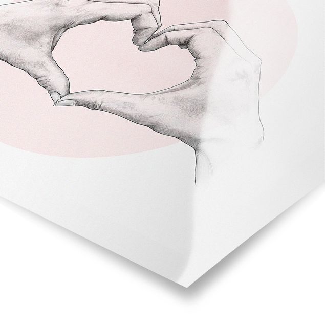 Tavlor Laura Graves Art Illustration Heart Hands Circle Pink White