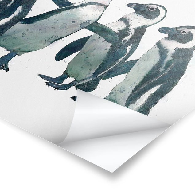 Tavlor Illustration Penguins Black And White Watercolour