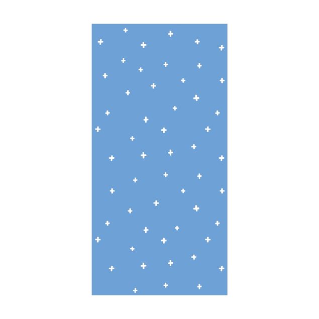 blå mattor Drawn White Crosses On Blue