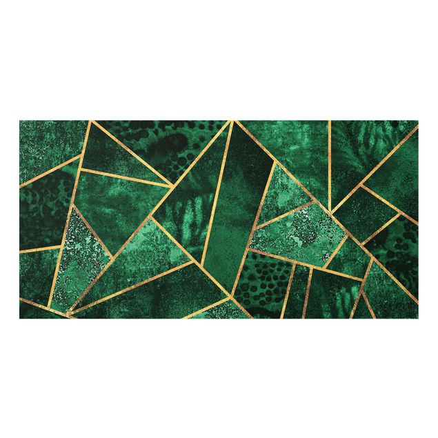glasskiva kök Dark Emerald With Gold