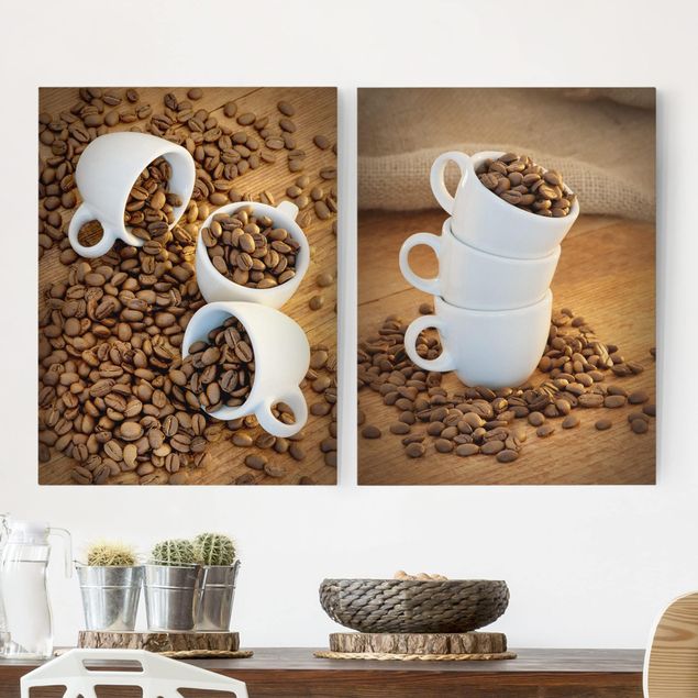 Kök dekoration 3 espresso cups with coffee beans