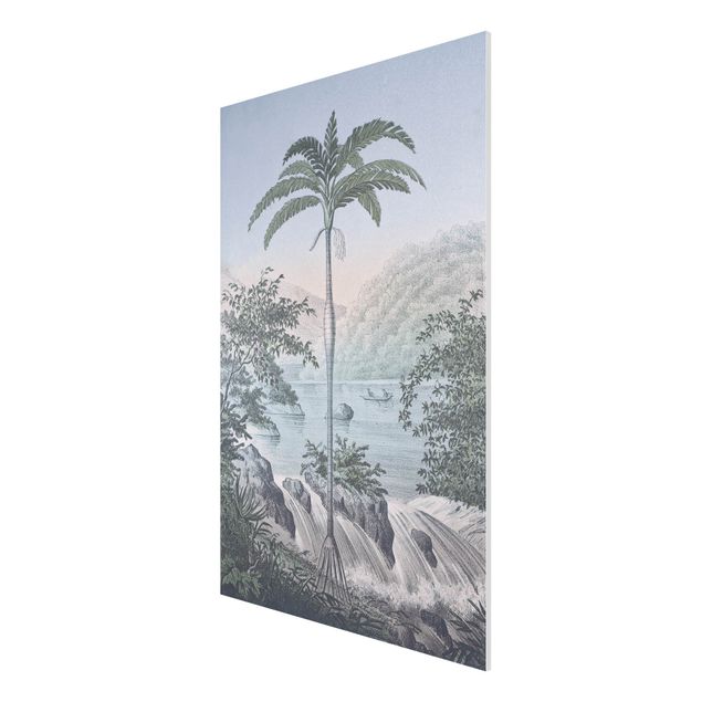 Tavlor konstutskrifter Vintage Illustration - Landscape With Palm Tree