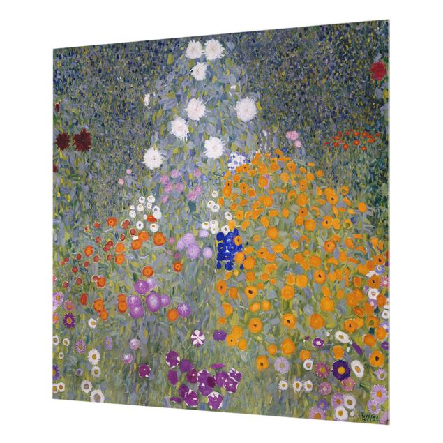 Stänkskydd kök glas blommor  Gustav Klimt - Cottage Garden