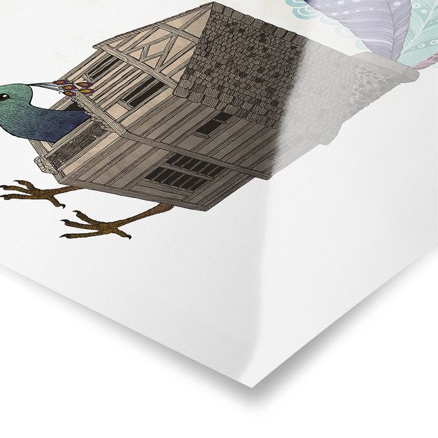 Tavlor Laura Graves Art Illustration Birdhouse With Feathers