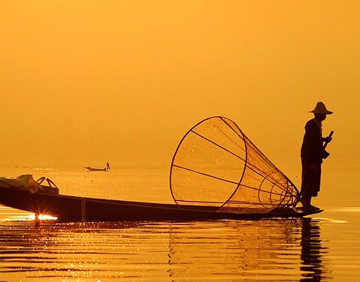Kakel klistermärken Fisherman And Sunrise