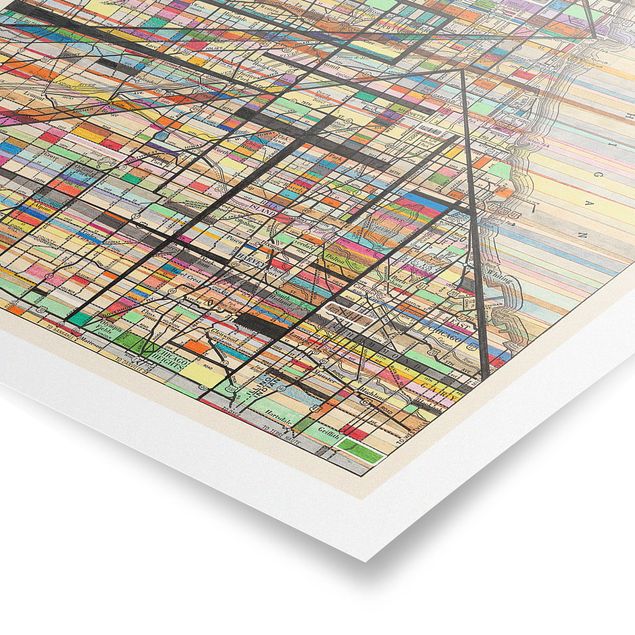 Tavlor färgglada Modern Map Of Chicago