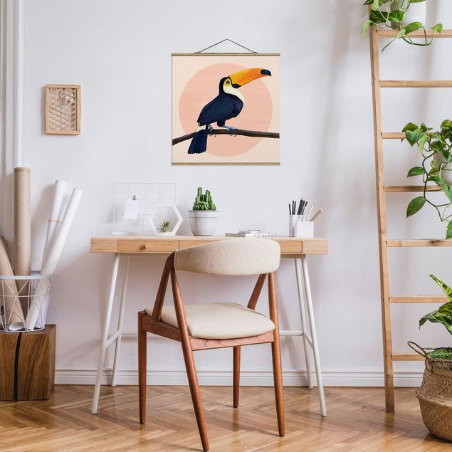 Tavlor modernt Illustration Bird Toucan Painting Pastel
