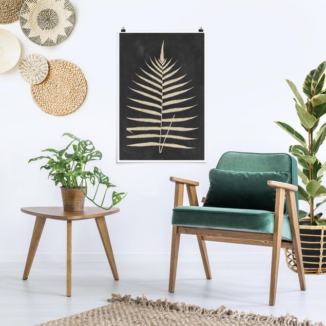 Posters blommor  Fern With Linen Structure III