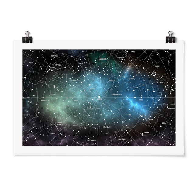 Tavlor världskartor Stellar Constellation Map Galactic Nebula