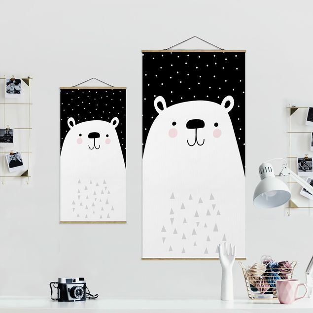 Tavlor svart och vitt Zoo With Patterns - Polar Bear
