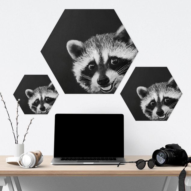 Tavlor Illustration Racoon Black And White Painting
